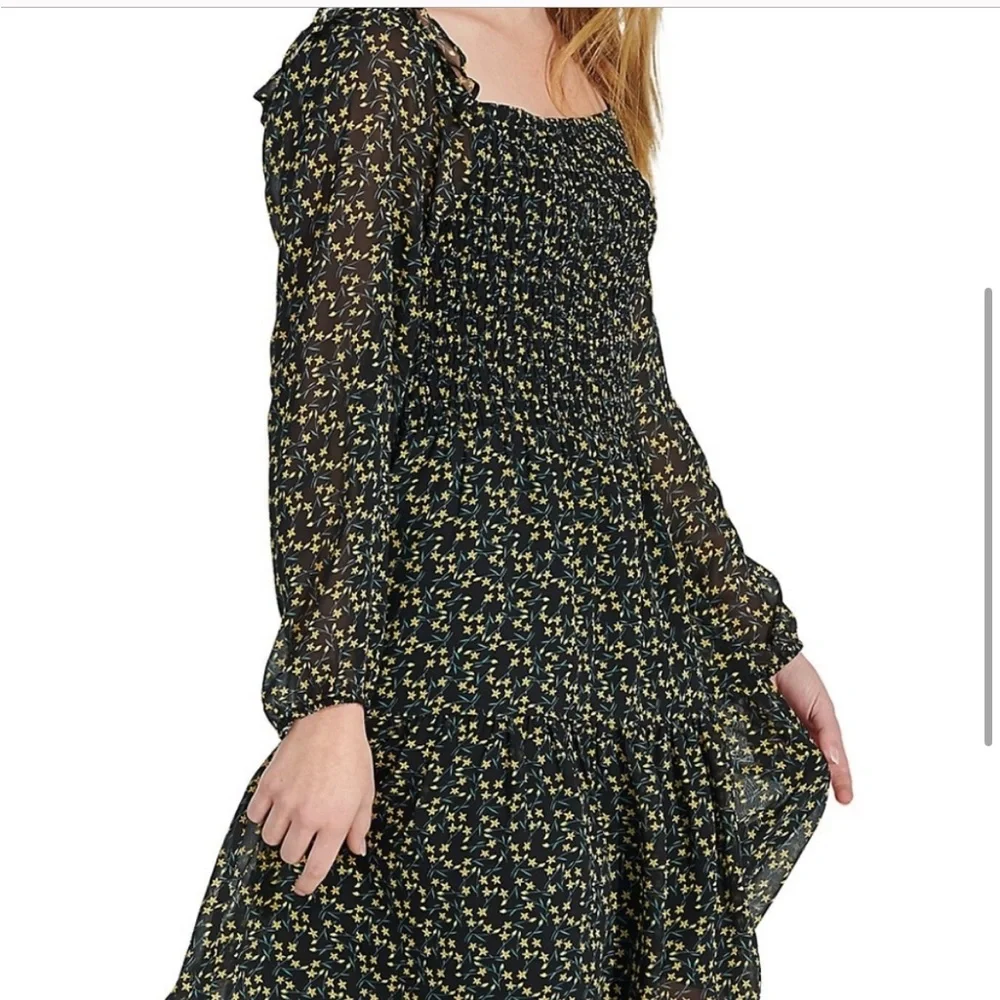 Sam Edelman Floral Smocked Long-Sleeve Dress Size 8 NWT - Picture 2 of 12